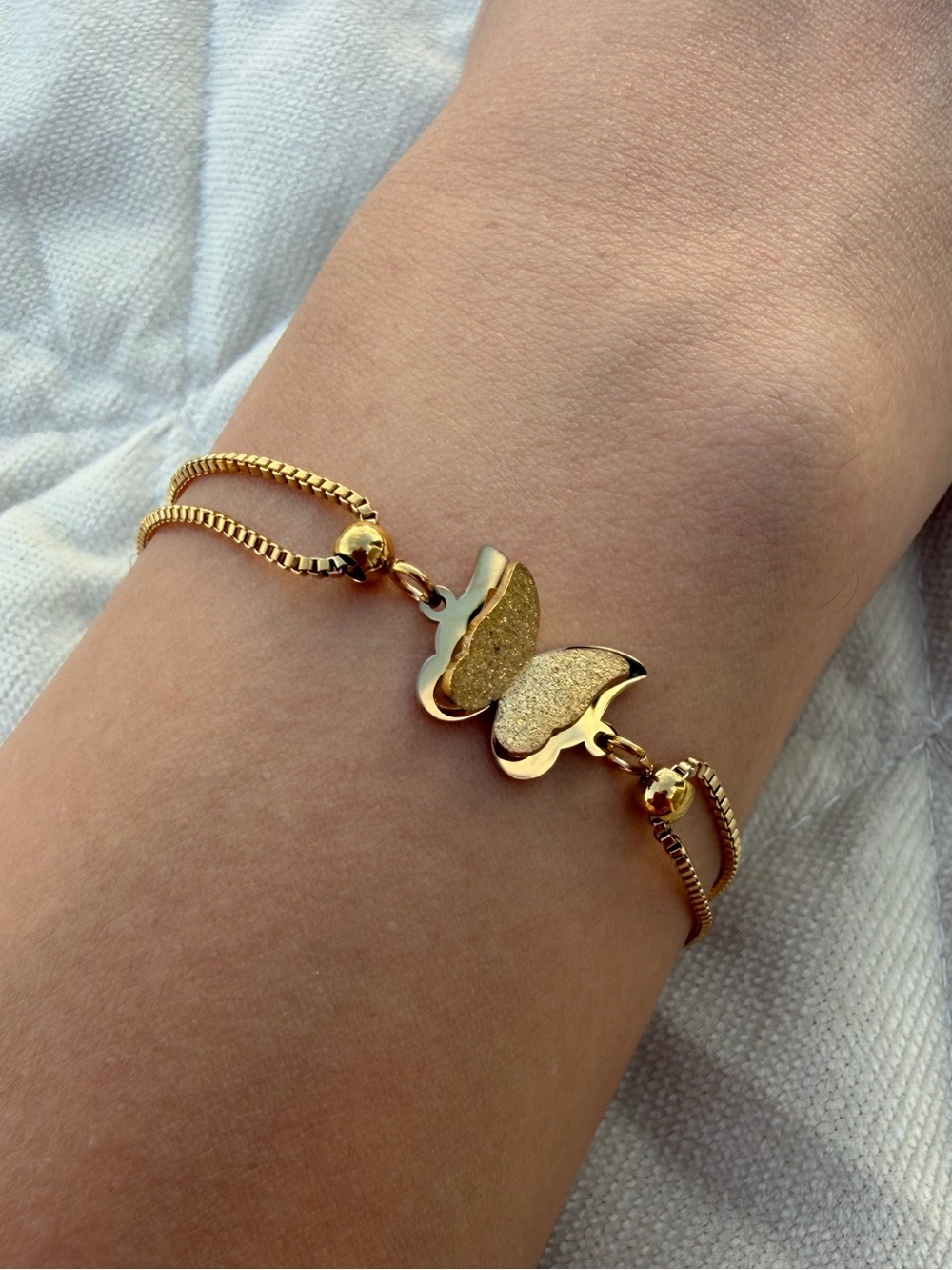 ✨ Gold Butterfly Stainless Steel Bracelet Adjustable Minimalist Jewel